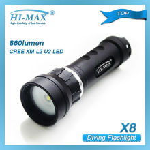 Hi-max para buceo cree u2 llevó linterna antorcha de buceo 800lumens